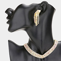 Bubble Crystal Choker Necklace & Clip Earring Set