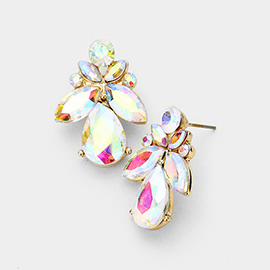 Marquise Floral Crystal Evening Earrings