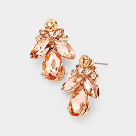 Marquise Floral Crystal Evening Earrings