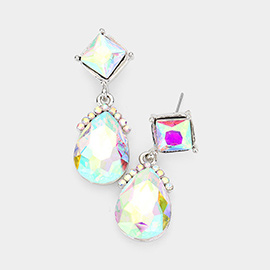 Marquise Crystal Teardrop Dangle Evening Earrings