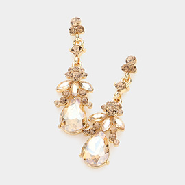 Marquise Crystal Teardrop Accented Evening Earrings