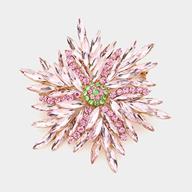 Marquise Stone Cluster Flower Pin Brooch