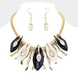 Glass Crystal Enamel Statement Necklace