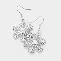Crystal Pave Snowflake Dangle Earrings