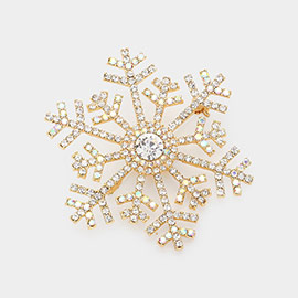 Crystal Pave Snowflake Pin Brooch / Pendant