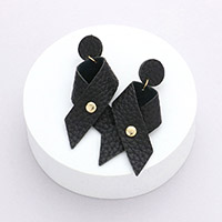 Faux Leather Ribbon Dangle Earrings