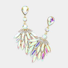 Marquise Stone Cluster Evening Earrings