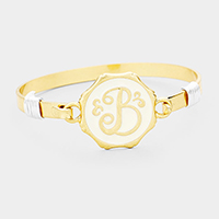 'B' Acrylic Monogram Metal Disc Hook Bracelet