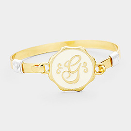 'G' Acrylic Monogram Metal Disc Hook Bracelet