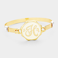 'H' Acrylic Monogram Metal Disc Hook Bracelet