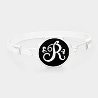 'R' Acrylic Monogram Metal Disc Hook Bracelet