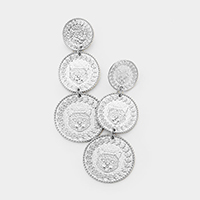 Triple Metal Coin Drop Earrings