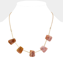 Abstract Natural Stone Station Necklace