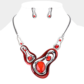 Oval Gem Accented Necklace