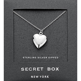 SECRET BOX_Sterling Silver Dipped Heart Locket Pendant Necklace