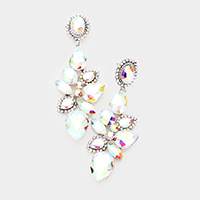 Multi Stone Cluster Vine Evening Earrings