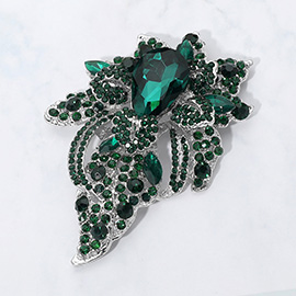 Floral Crystal Pave Bouquet Brooch Pendant