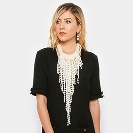 Multi Pearl Strand Statement Necklace