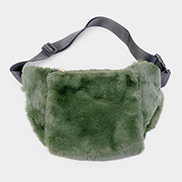 Solid Fluffy Faux Fur Fanny Pack / Hand Warmer