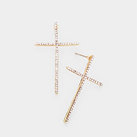 Rhinestone Pave Cross Stud Earrings