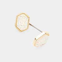 Hexagonal Druzy Stud Earrings