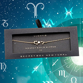 Secret Box _ 14K Gold CZ Scorpio Zodiac Sign Charm Bracelet