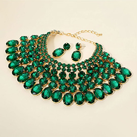 Crystal Glass Bib Statement Necklace