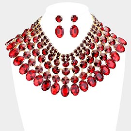 Crystal Glass Bib Statement Necklace