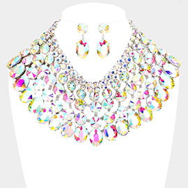 Crystal Glass Bib Statement Necklace