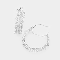 Metal Feather Hoop Earrings