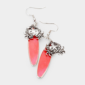 Crab Charm Surfboard Dangle Earrings