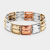 Antique Embossed Square Metal Stretch Bracelet