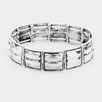 Antique Embossed Square Metal Stretch Bracelet