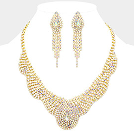 Crystal Rhinestone Pave Collar Evening Necklace