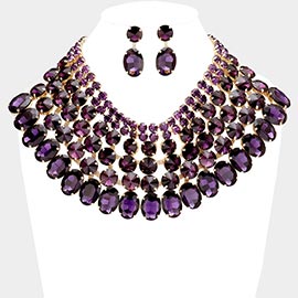 Crystal Glass Bib Statement Necklace