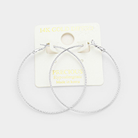 14K White Gold Dipped Metal Hypoallergenic Hoop Earrings