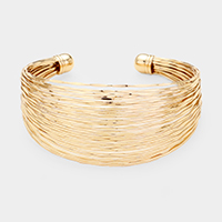 Multi Strand Textured Metal Cuff Bracelet