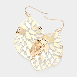 Petal Filigree Brass Metal Dangle Earrings