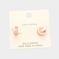 Gold Dipped Cubic Zirconia Huggie Earrings