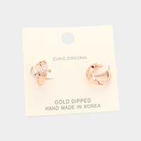 Gold Dipped Cubic Zirconia Huggie Earrings