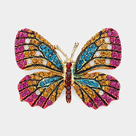 Rhinestone Pave Butterfly Pin Brooch