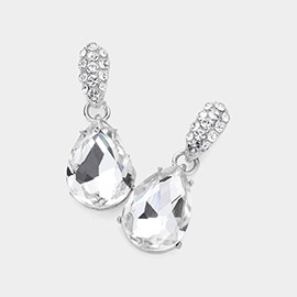 Crystal Teardrop Rhinestone Pave Evening Earrings