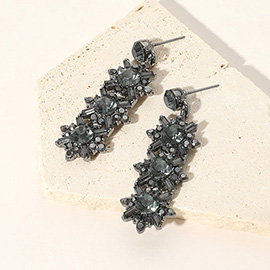Crystal Round Rhinestone Pave Drop Evening Earrings