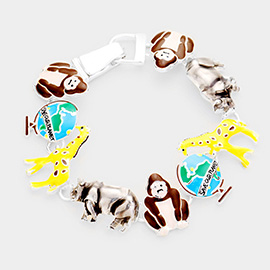 Enamel Save Our Planet Link Magnetic Bracelet