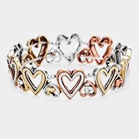 Cut Out Heart Metal Stretch Bracelet