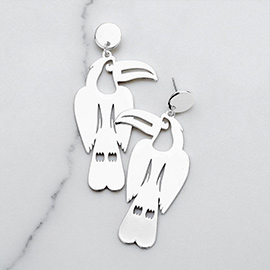 Cut Out Metal Toucan Drop Earrings