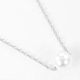 White Gold Dipped Pearl Pendant Necklace
