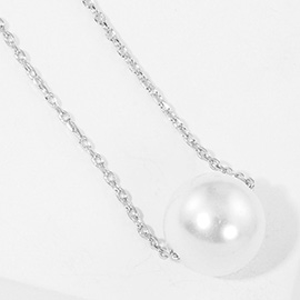White Gold Dipped Pearl Pendant Necklace
