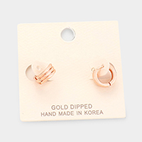 Gold Dipped Huggie Hoop Metal Earrings