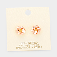 Gold Dipped Knot Stud Earrings